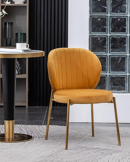 Roundhill Furniture Amoa Dining Chair, Set of 2, Yellow - LeafyLoom