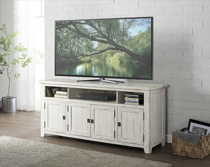 Martin Svensson Home 65" TV Stand and End Table Bundle | Antique White Finish - LeafyLoom
