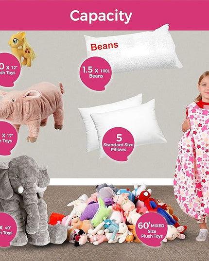 Aubliss Stuffed Animal Bean Bag Storage Chair (Pink Star, Medium (32'')) - LeafyLoom