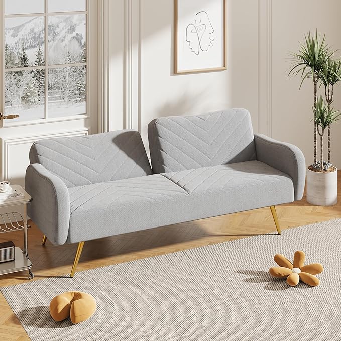 NicBex Sectional Couch Sofa with 2 Throw Pillows Sofa Bed Cloud Couch for Living Room Furniture Sets with Adjustable Back, Modular Sofa for Living Room, Bedroom, Apartment,70.47" L, Gray - LeafyLoom