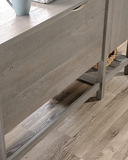 Sauder Cottage Road L-Desk, L: 65.12" x W: 58.66" x H: 29.76", Mystic Oak finish - LeafyLoom