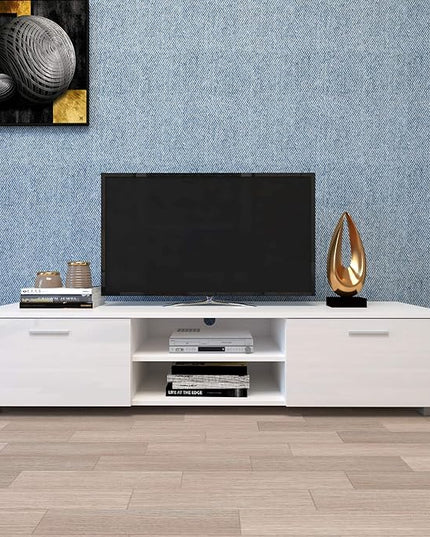 NicBex TV Stand for 70 Inch TV Modern TV Media Console Table with 2 Storage Cabinet and Open Shelves,Entertainment Center with Storage for Living Room,Bedroom,63 Inch,White - LeafyLoom