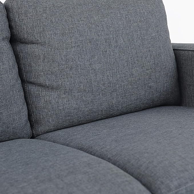 Furinno Bayonne Modern Upholstered Loveseat/Sofa Couch for Living Room, Gunmetal - LeafyLoom