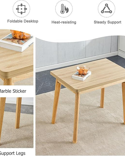 NicBex 47.2Inch Folding Rectangular Dining Table,Modern Kitchen Table with MFC Tabletop and Rubber Wooden Legs for 4 to 6,Dining Room Table for Kitchen,Meeting Room and Living Room,Space-Saving,Wood - LeafyLoom