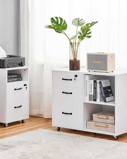 Yaheetech File Cabinet Mobile Letter Size File Organization Unit Mobile Lateral Filing Cabinet Printer Stand for Home and Office,White - LeafyLoom