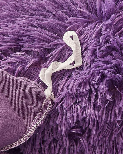FOPPA Dark Purple fluffy Comforter Cover Set king- Ultra Soft fluffy Purple Bedding Sets 3 Pieces (1 Duvet Cover + 2 Pillow case) pink fluffy bed set (Dark Purple, King) - LeafyLoom