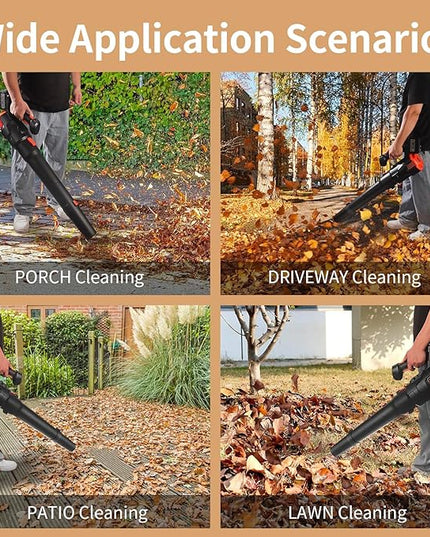 2024 Strong Power Leaf Blower Cordless, 500CFM 120MPH Leaf Blower with Battery and Charger, 20V 4.5Ah Battery Powered with Flat and Round Nozzles, for Lawn Care Yard Porch Driveway Patio Clean Snow - LeafyLoom