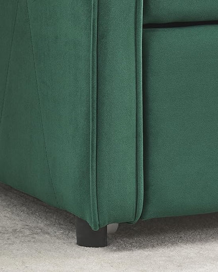 Upholstered Twin Size Daybed with Twin Trundle, Solid Wood Sofa Bed w/Button Tufted Backrest and Waved Shape Arms, for Kids, Living Room, Bedroom, Dorm, No Box Spring Needed, Green - LeafyLoom