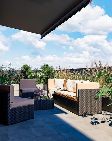 Pamapic 7 Pieces Outdoor Sectional Furniture，Wicker patio sectional furniture sets，All-Weather Rattan Sectional Sofa Conversation Set with Coffee Table and Washable Couch Cushions Covers - LeafyLoom