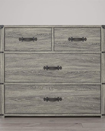 Little Seeds Nova 4 Drawer Storage Grey Dresser, Gray Oak - LeafyLoom