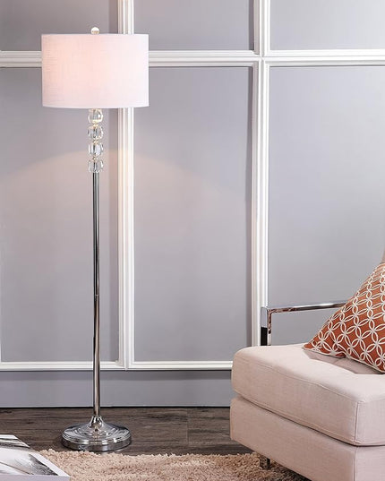 JONATHAN Y JYL2028A Aubrey 59.5" Crystal/Metal LED Floor Lamp Contemporary,Glam,Transitional for Bedrooms, Living Room, Office, Reading, Clear/Chrome - LeafyLoom