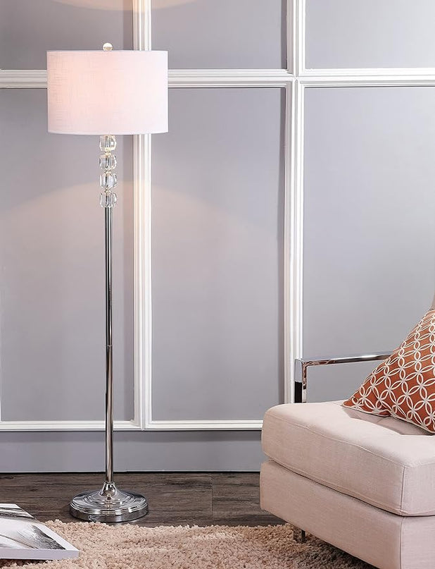 JONATHAN Y JYL2028A Aubrey 59.5" Crystal/Metal LED Floor Lamp Contemporary,Glam,Transitional for Bedrooms, Living Room, Office, Reading, Clear/Chrome - LeafyLoom