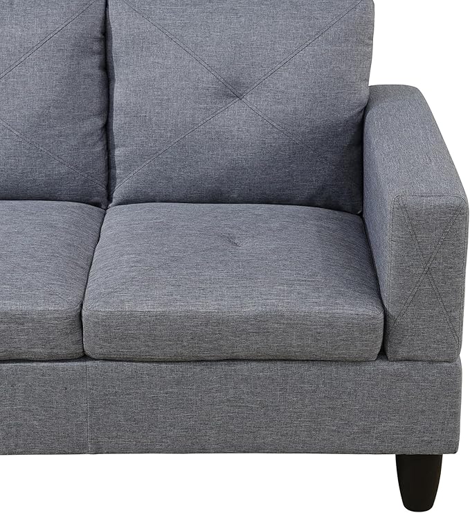 L-Shaped Sectional Couches with 66.5'' Chaise Lounge & Storage Ottoman Modular Room Sofas for Home Office Apartment, Large Living Furniture, 97'' Right Hand Facing, Grey Linen - LeafyLoom