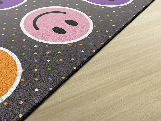 Flagship Carpets Smiley Seating (Seats 30) Classroom Area Rug or Educational Learning Mat, Kids Room or Playroom Carpet, 10'6" x 13'2", Gray/Multi - LeafyLoom