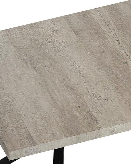 NicBex 78.74Inch Rectangular Stretch Dining Table,Modern Kitchen Table with Grey Carole Top and Black Fine Sanded Iron Leg for 6 to 8,Large Dining Room Table for Kitchen,Dining Living Room,Grey - LeafyLoom