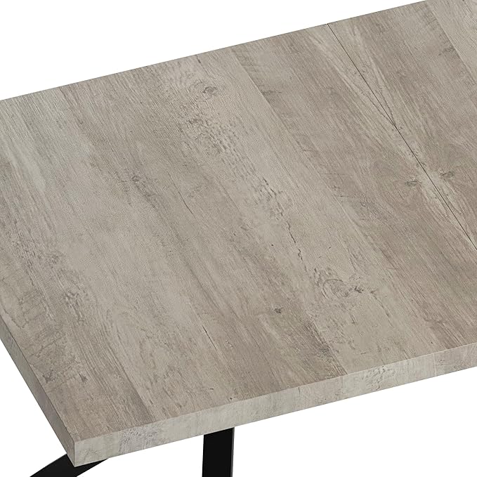NicBex 78.74Inch Rectangular Stretch Dining Table,Modern Kitchen Table with Grey Carole Top and Black Fine Sanded Iron Leg for 6 to 8,Large Dining Room Table for Kitchen,Dining Living Room,Grey - LeafyLoom