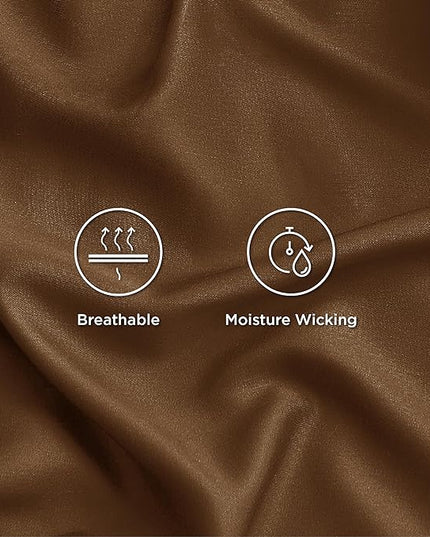 Bedsure Queen Sheets, Rayon Derived from Bamboo, Queen Cooling Sheet Set, Deep Pocket Up to 16", Breathable & Soft Bed Sheets, Hotel Luxury Silky Bedding Sheets & Pillowcases, Brown - LeafyLoom