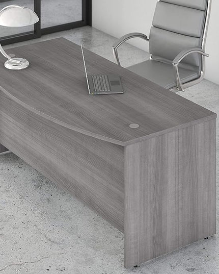 Bush Business Furniture Studio C Bow Front Desk, Computer Table for Home or Professional Office, 72W x 36D, Platinum Gray - LeafyLoom