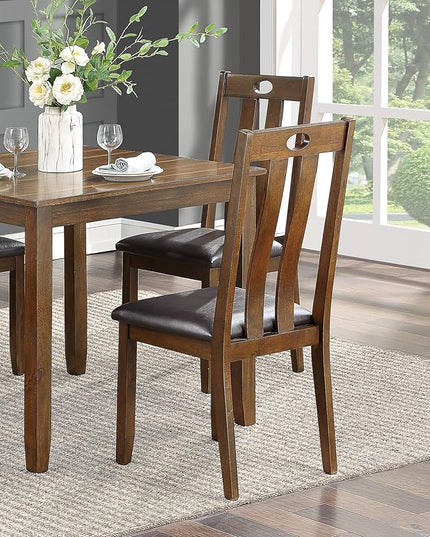 NicBex Small Kitchen Table Set for 4 Dining Room Table Set 5pc Dining Set Table and 4 Side Chairs Upholstered Seat for Small Space, Apartment, Transitional Style, Wooden, Brown - LeafyLoom