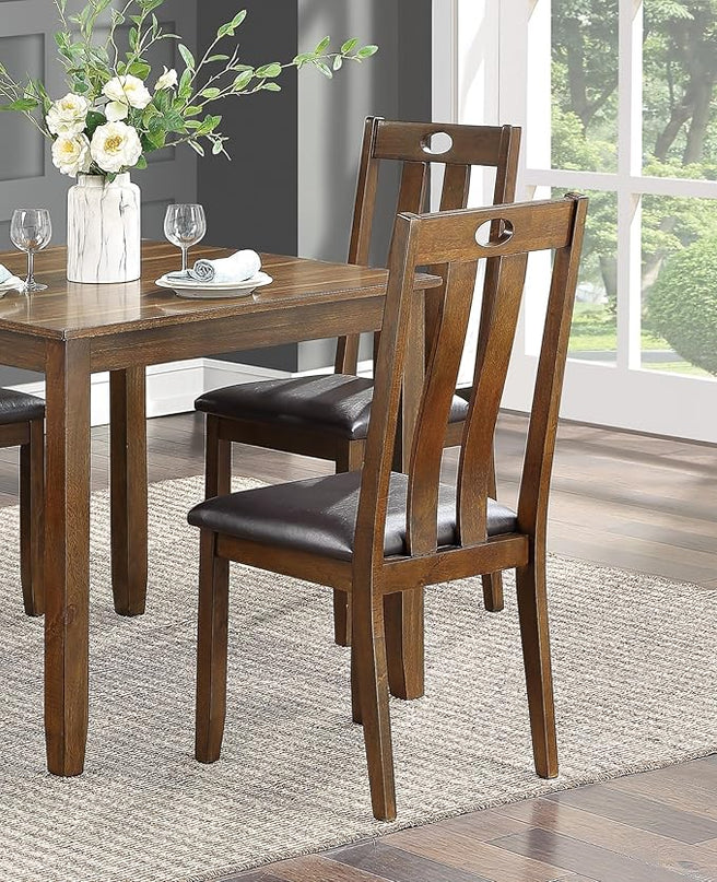 NicBex Small Kitchen Table Set for 4 Dining Room Table Set 5pc Dining Set Table and 4 Side Chairs Upholstered Seat for Small Space, Apartment, Transitional Style, Wooden, Brown - LeafyLoom