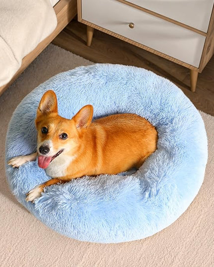 WESTERN HOME WH Calming Dog Bed & Cat Bed, Anti-Anxiety Donut Dog Cuddler Bed, Warming Cozy Soft Dog Round Bed, Dog Cat Cushion Bed for Small Medium Dogs and Cats WESTERNHOME