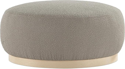 Round Ottoman Coffee Table, Modern Boucle Upholstered Center Table for Living Room Circle Accent Coffee Table for Bedroom Entryway Office - LeafyLoom