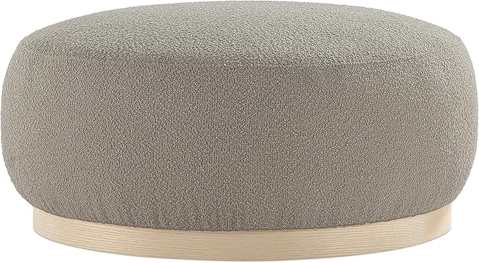 Round Ottoman Coffee Table, Modern Boucle Upholstered Center Table for Living Room Circle Accent Coffee Table for Bedroom Entryway Office - LeafyLoom