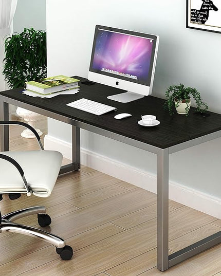 SHW Home Office 55-Inch Large Computer Desk, Espresso - LeafyLoom