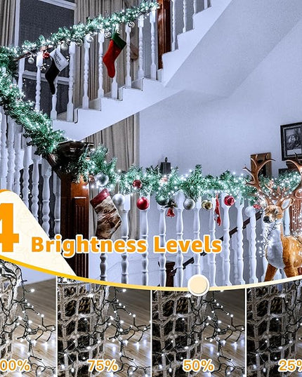 Ollny Cluster Lights for Christmas Tree, 400LED 20ft Cool White Christmas Lights Outdoor 8 Modes Timer Remote, Waterproof String Lights for Indoor Outside Garland Xmas Decorations Ollny