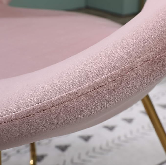 Roundhill Furniture Slatina Silky Velvet Upholstered Accent Chair with Gold Tone Finished Base, 25D x 28W x 31.5H in, Pink - LeafyLoom