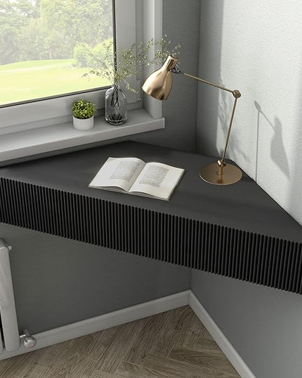 24/7 Shop at Home French 47 inch Modern Floating TV Console Table with 3D Wavy Panel Door, Wood Entertainment Center with Storage Space, Wall Corner Shelf for Living Room, Bedroom, Office, Black Pure - LeafyLoom