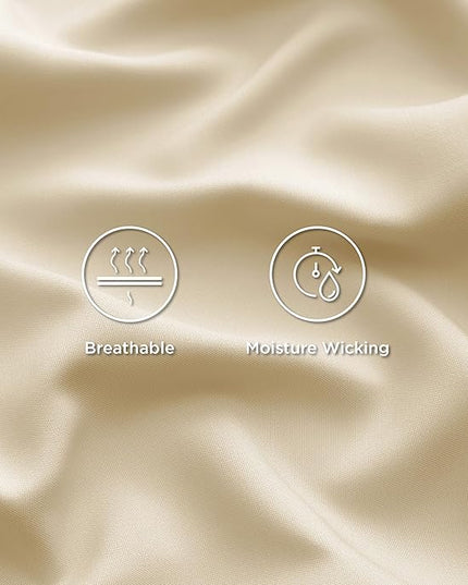 Bedsure California King Sheet Sets, Cooling Sheets, Rayon Derived from Bamboo, Deep Pocket Up to 16", Breathable & Soft Bed Sheets, Hotel Luxury Silky Bedding Sheets & Pillowcases, Alabaster Gleam - LeafyLoom