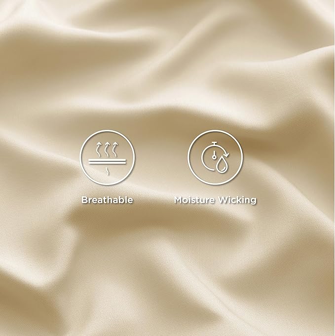 Bedsure California King Sheet Sets, Cooling Sheets, Rayon Derived from Bamboo, Deep Pocket Up to 16", Breathable & Soft Bed Sheets, Hotel Luxury Silky Bedding Sheets & Pillowcases, Alabaster Gleam - LeafyLoom