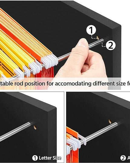 Yaheetech File Cabinet, Under Desk Vertical Cabinet with 2 Drawers and Open Compartment, Printer Stand with Lockable Wheels for A4 Letter Size Hangable File Folders for Home Office(Black) - LeafyLoom