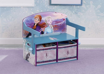 Delta Children Kids Convertible Activity Bench - Greenguard Gold Certified, Frozen II & Deluxe Toy and Book Organizer, Disney Frozen II - LeafyLoom