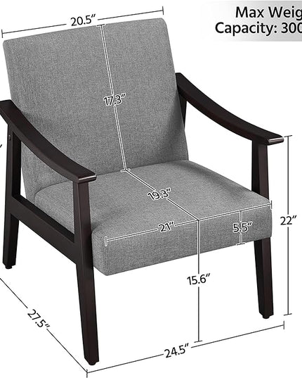Yaheetech Accent Chair, Mid-Century Living Room Chair, Modern Linen Fabric Side Chair with High Back for Living Room/Office/Bedroom, Minimalist, Dark Gray - LeafyLoom