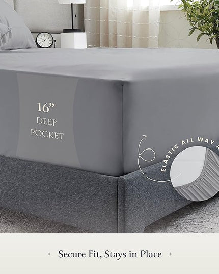 BELADOR Silky Soft King Sheet Set - 6 Piece Bed Sheets for King Size Bed, Secure-Fit Deep Pocket Sheets with Elastic, Breathable Hotel Sheets & Pillowcase Set, Wrinkle Free Oeko-Tex Sheets - LeafyLoom
