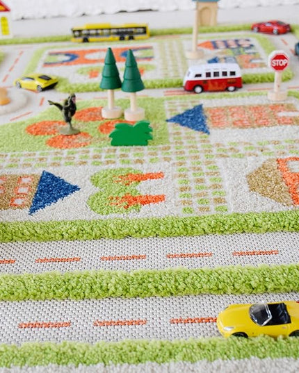 IVI 3D Play Carpet 71 x 52.5-inch Educational Green Traffic Soft Floor Rug Mat for Bedroom, Kids Den, or Playroom, Large - LeafyLoom