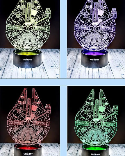 Star Wars Lamp Millennium Falcon 3D Lamp Star Wars Gifts for Men or Kids Birthday Star Wars Decor Room Fans [Upgrade Version] - LeafyLoom