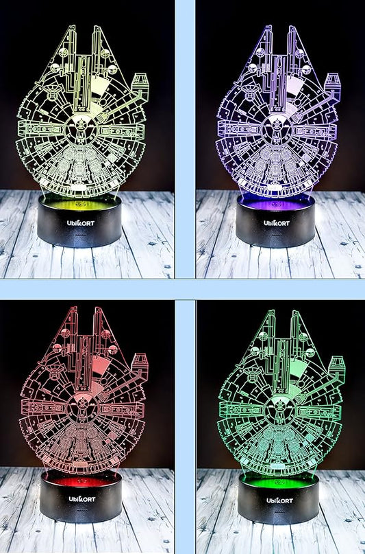 Star Wars Lamp Millennium Falcon 3D Lamp Star Wars Gifts for Men or Kids Birthday Star Wars Decor Room Fans [Upgrade Version] - LeafyLoom