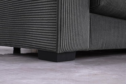 110" Modern L-shaped Sectional Sofa with Big Chaise,Upholstered Sleeper Couch W/ 6 Throw Pillows & Generously Armrests,Easy Assembly,Spacious Loveseat for Living Room Apartment Home,Dark Gray - LeafyLoom