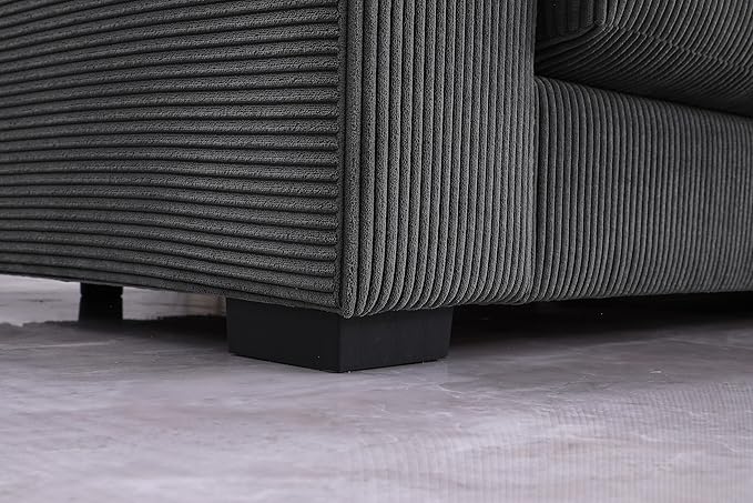 110" Modern L-shaped Sectional Sofa with Big Chaise,Upholstered Sleeper Couch W/ 6 Throw Pillows & Generously Armrests,Easy Assembly,Spacious Loveseat for Living Room Apartment Home,Dark Gray - LeafyLoom