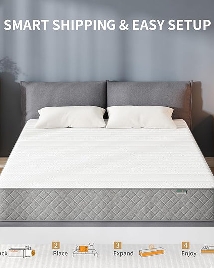 Double Mattress, 10 Inch Memory Foam Full Size Mattress, Full Bed Mattress in a Box Pressure Relief & Firm Mattress Double Size - LeafyLoom