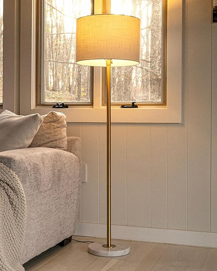 JONATHAN Y JYL3022A June 65" Adjustable Metal/Marble LED Floor Lamp, Modern, Contemporary, Elegant, Glam, Office, Living Room, Family Room, Dining Room, Bedroom, Hallway, Foyer, Brass - LeafyLoom
