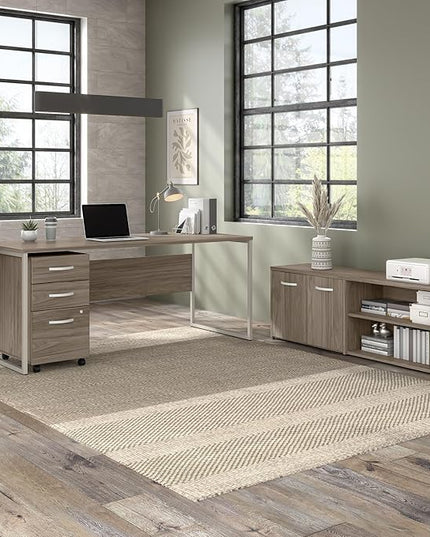 Bush Business Furniture Hybrid 72W x 30D Computer Table Desk with Metal Legs in Modern Hickory - LeafyLoom