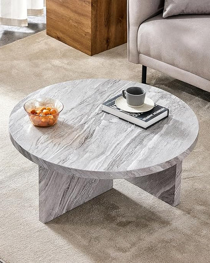 NicBex 35.83Inch Round Dining Table,Minimalist Kitchen Table with Gray and White Patterns Tabletop for 2 to 4,Leisure Coffee Table for Kitchen,Small Space and Living Room,Space-Saving,Gray - LeafyLoom