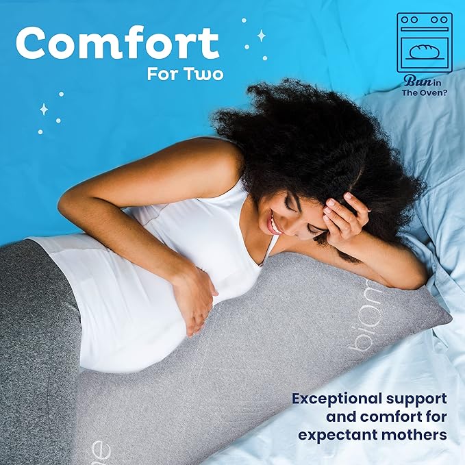 Snuggle-Pedic Long Body Pillow for Adults - Big 20x54 Pregnancy Pillows w/Shredded Memory Foam & Cooling Pillow Cover - Cuddle Firm Maternity Side Sleeper Pillow Insert to Hug for Bed - Grayy - LeafyLoom