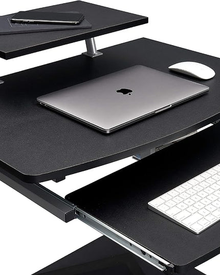 Techni Mobili Compact Computer Cart With Storage, Graphite - LeafyLoom