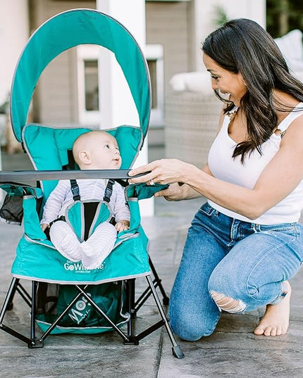 Baby Delight Go with Me Venture Portable Chair | Indoor and Outdoor | Sun Canopy | 3 Child Growth Stages | Teal - LeafyLoom
