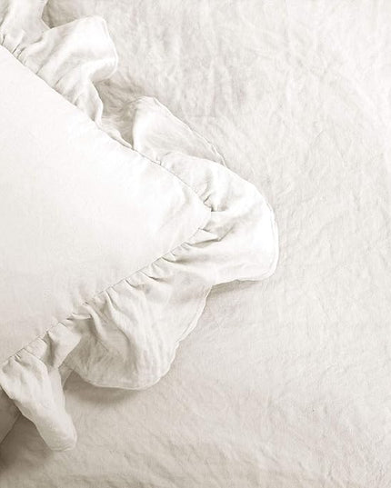 Lush Decor Reyna Ruffle Comforter Set - 3 Piece Cozy Ruffled Bedding Set - Timeless Elegance and Comfort for Dorm Room - Full/ Queen, White - LeafyLoom